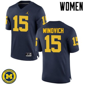 Womens University of Michigan #15 Chase Winovich Navy NCAA Jersey 299792-634