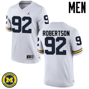 Men Wolverines #92 Cheyenn Robertson White Football Jersey 180724-937
