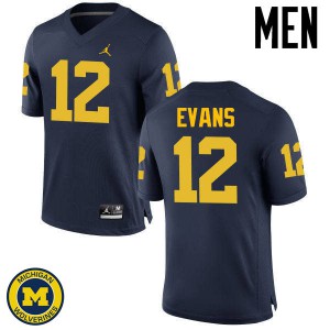 Mens Michigan #12 Chris Evans Navy High School Jersey 553377-635