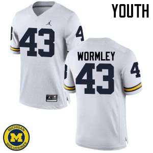 Youth University of Michigan #43 Chris Wormley White NCAA Jerseys 446157-414