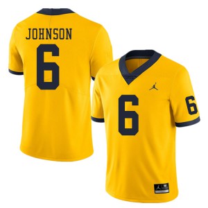 Mens Wolverines #6 Cornelius Johnson Yellow Player Jerseys 251481-342