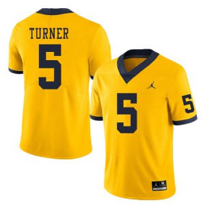 Mens Michigan Wolverines #5 DJ Turner Yellow High School Jersey 380929-568