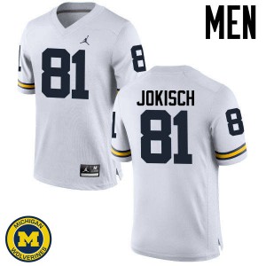 Mens Michigan #81 Dan Jokisch White Embroidery Jersey 711555-163
