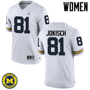 Women Wolverines #81 Dan Jokisch White Embroidery Jersey 726774-212