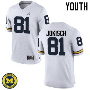 Youth Michigan #81 Dan Jokisch White Stitch Jerseys 772776-141