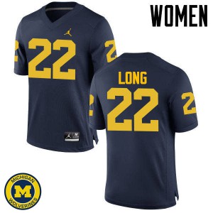 Women Wolverines #22 David Long Navy Player Jerseys 354584-604