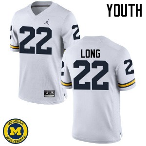 Youth Michigan Wolverines #22 David Long White NCAA Jersey 424751-503
