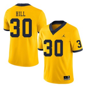 Men University of Michigan #30 Daxton Hill Yellow Stitch Jerseys 807798-932