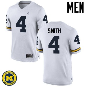 Men Michigan Wolverines #4 De'Veon Smith White Stitched Jerseys 580376-128