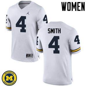 Women's University of Michigan #4 De'Veon Smith White College Jerseys 452002-393