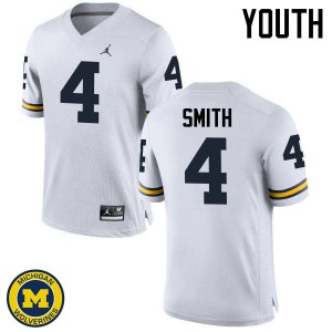 Youth Michigan #4 De'Veon Smith White Embroidery Jersey 264514-698