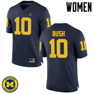 Women Michigan #10 Devin Bush Navy University Jerseys 707286-474