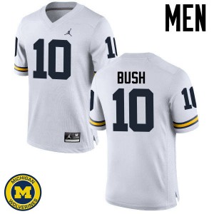 Men's Michigan #10 Devin Bush White Embroidery Jersey 392875-282