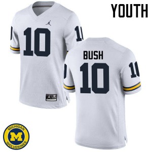 Youth University of Michigan #10 Devin Bush White Player Jerseys 194374-243