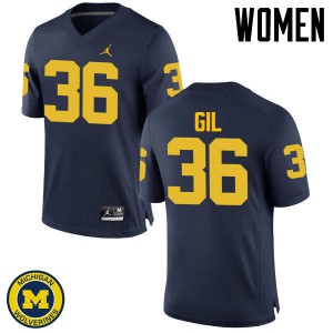 Womens Michigan #36 Devin Gil Navy Official Jersey 529696-817