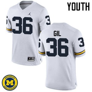 Youth Michigan Wolverines #36 Devin Gil White Football Jersey 595127-652