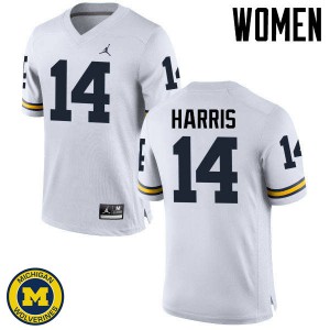Womens Michigan Wolverines #14 Drake Harris White Official Jerseys 201039-623