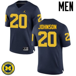 Mens Michigan #20 Drake Johnson Navy Embroidery Jerseys 484898-937