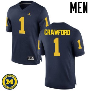 Men's Michigan #1 Dylan Crawford Navy Embroidery Jerseys 702378-617