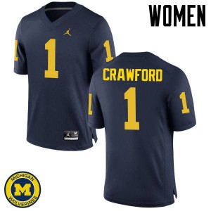 Women University of Michigan #1 Dylan Crawford Navy Alumni Jersey 626234-815