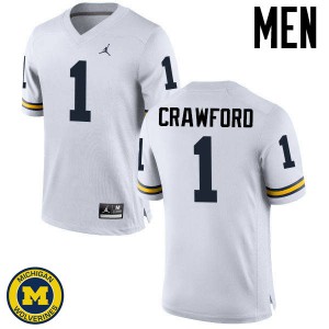 Mens Michigan Wolverines #1 Dylan Crawford White High School Jersey 181406-701