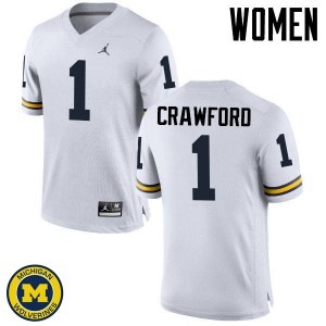 Women's Michigan Wolverines #1 Dylan Crawford White Official Jerseys 435763-173