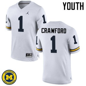 Youth Michigan Wolverines #1 Dylan Crawford White NCAA Jerseys 403620-533