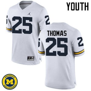 Youth Wolverines #25 Dymonte Thomas White Stitch Jersey 576767-504