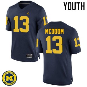 Youth Michigan #13 Eddie McDoom Navy Official Jerseys 997594-540