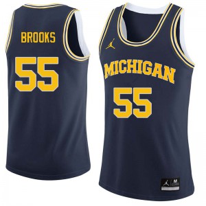 Mens University of Michigan #55 Eli Brooks Navy Stitch Jerseys 508249-761