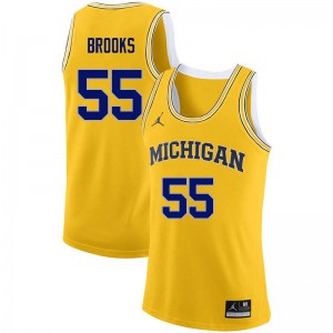 Mens Michigan #55 Eli Brooks Yellow College Jerseys 797139-545