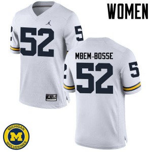 Womens Michigan #52 Elysee Mbem-Bosse White Stitched Jersey 118315-132