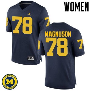 Women's Michigan Wolverines #78 Erik Magnuson Navy Stitch Jersey 926748-144