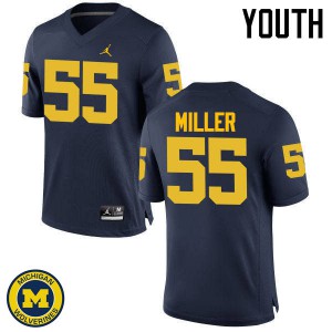 Youth Michigan #55 Garrett Miller Navy NCAA Jersey 213541-550