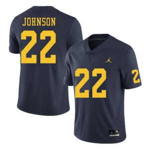 Mens Wolverines #22 George Johnson Navy Stitched Jerseys 467156-571