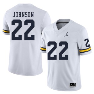 Men's Wolverines #22 George Johnson White Embroidery Jersey 166717-921