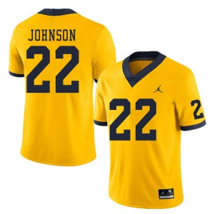 Mens University of Michigan #22 George Johnson Yellow Player Jersey 901476-606