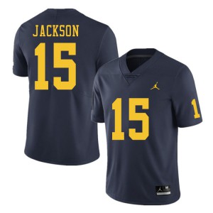 Men's Michigan #15 Giles Jackson Navy Embroidery Jerseys 603072-216