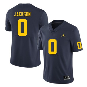 Men's Michigan #0 Giles Jackson Navy Stitched Jerseys 258042-139