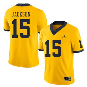 Mens Wolverines #15 Giles Jackson Yellow Stitch Jerseys 319753-817