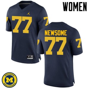 Women University of Michigan #77 Grant Newsome Navy Official Jersey 581981-611