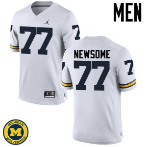 Mens Michigan #77 Grant Newsome White Embroidery Jerseys 832047-145