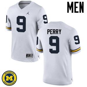 Mens Wolverines #9 Grant Perry White College Jerseys 431217-578