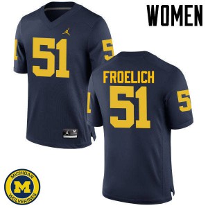 Women's Michigan Wolverines #51 Greg Froelich Navy Player Jerseys 294177-688
