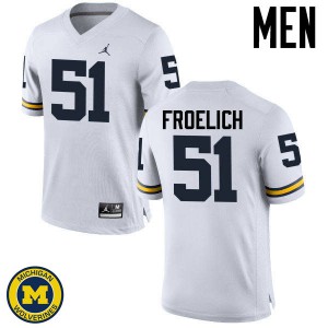 Men Wolverines #51 Greg Froelich White University Jerseys 696590-334