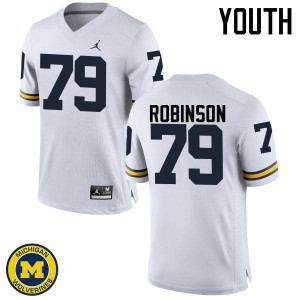 Youth Michigan #79 Greg Robinson White College Jersey 145085-869