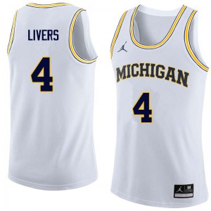 Mens Wolverines #4 Isaiah Livers White University Jersey 678571-756
