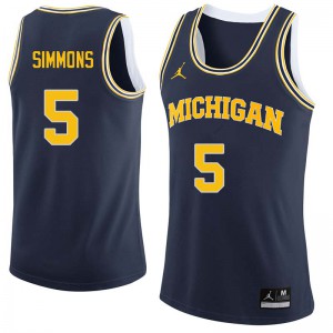 Mens University of Michigan #5 Jaaron Simmons Navy NCAA Jersey 460037-982