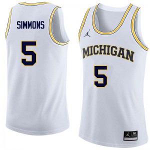Men Michigan #5 Jaaron Simmons White Basketball Jersey 436294-612