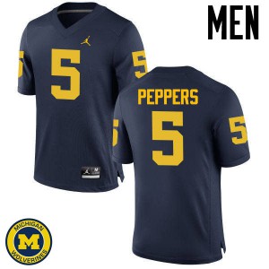 Men's University of Michigan #5 Jabrill Peppers Navy Official Jersey 937646-200